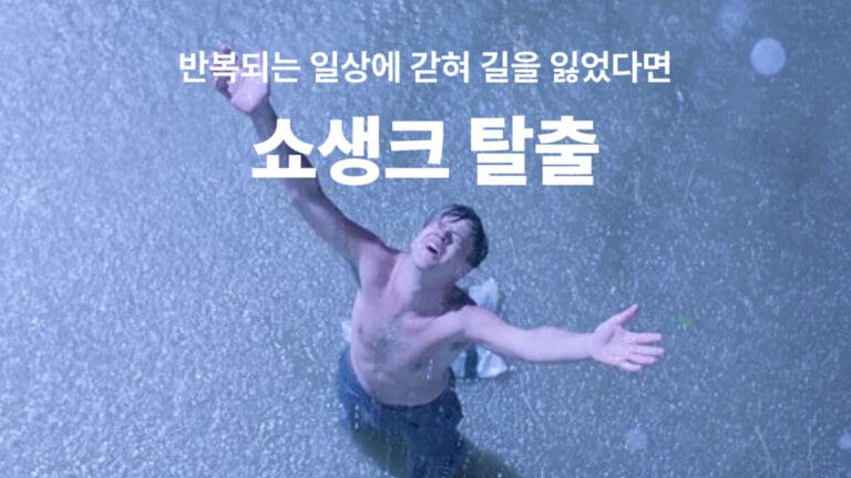 폭우 속에서 두 팔을 벌리고 자유를 만끽하는 남성 수감자의 영화 쇼생크 탈출 명장면.